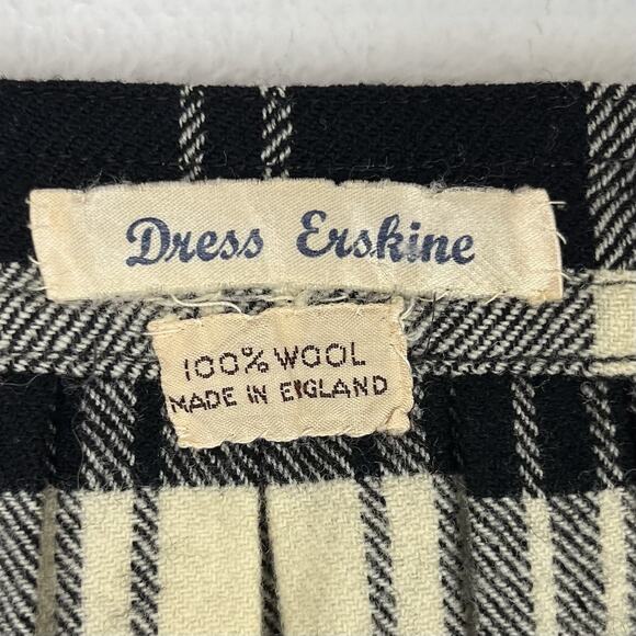 Hudsons Bay Co Wool Skirt Tartan Plaid Pleated Made In England Cream Black 28x30 - Picture 7 of 10